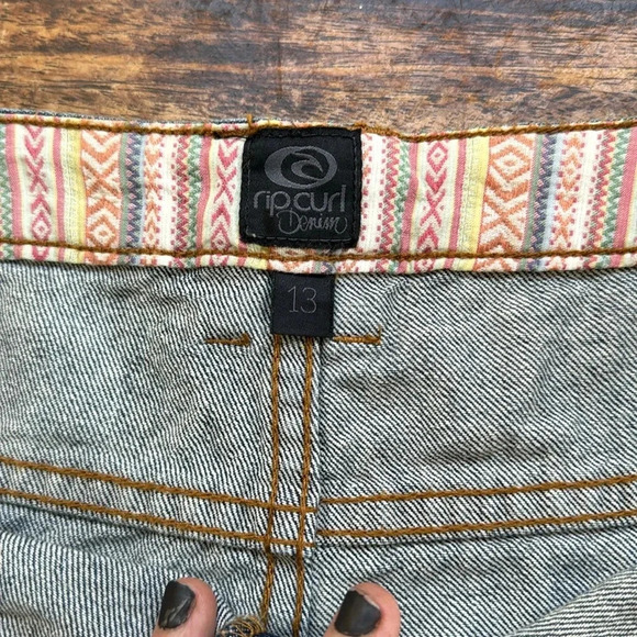 Ripcurl size 13 denim micro shorts beach brand cut offs distressed - Picture 5 of 9